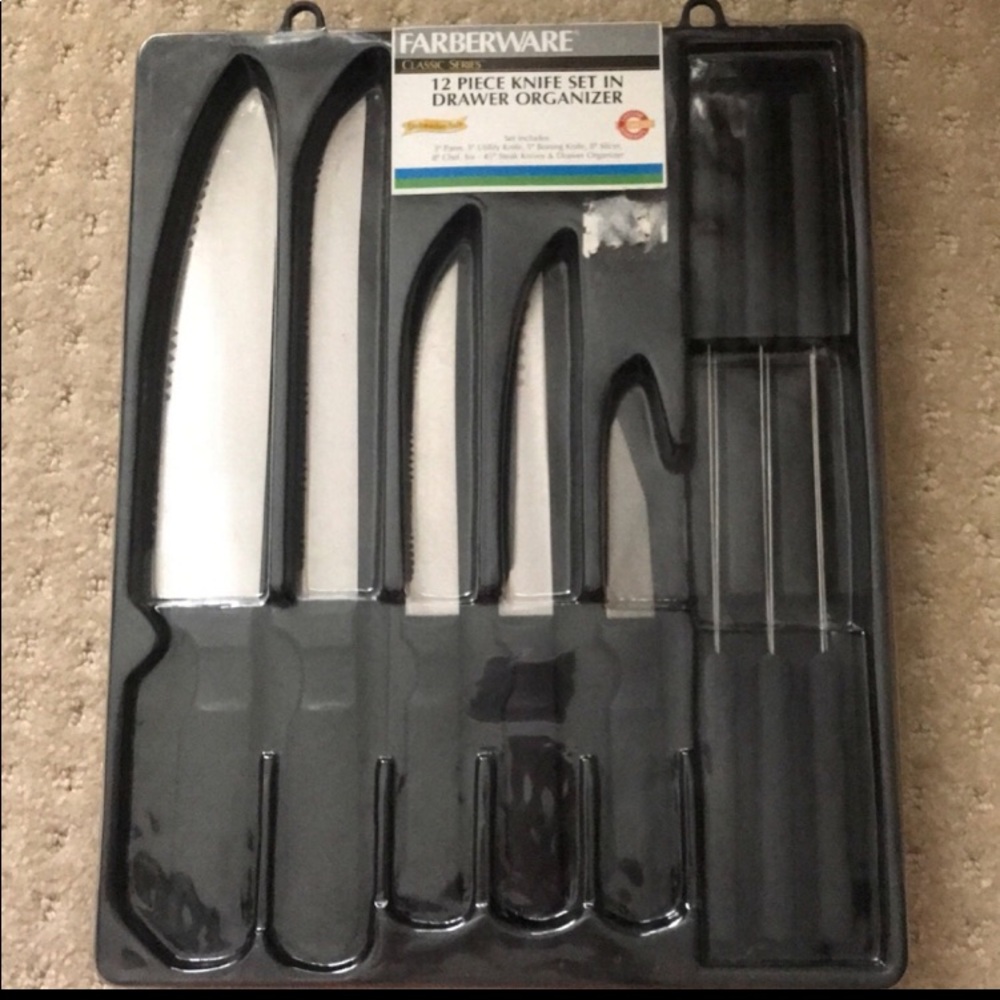 FARBERWARE 12-Piece Classic Series Knife Set IN DRAWER ORGANIZER (NEW)